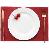 Khooti Washable Jute Tablemats/Placemats Set of 4 Heat Resistant Dining Table Place Mats for Kitchen Table Wedding Party, 12 x 18 inches, (Red)