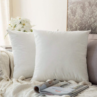 Khooti Velvet Cushion Cover, 12x12 (Pure White)(Pack of 3)