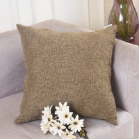 Khooti Light Umber Fabric Jute Cushion Cover, 16x16 Inch-Pack of 2