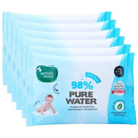 Mother Sparsh Cotton Scented Water Plant Fabric, Biodegradable Wipe (Blue, 15 Wipes) - Pack of 6
