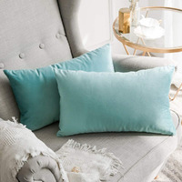 Khooti Rectangular Velvet Cushion Cover, 20x30 (Teal Green)(Pack of 1)