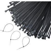 GLOBOMOTIVE Teeth Grip Nylon Self Locking Cable Ties, Black (350 mm x 4.8 mm,14 inch, Pack of 100) - Heavy Duty Strong Zip Wire Fastener Organizer Tie
