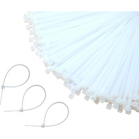 GLOBOMOTIVE Teeth Grip Nylon Self Locking Cable Ties, White (350 mm x 4.8 mm,14 inch, Pack of 500) - Heavy Duty Strong Zip Wire Fastener Organizer Tie