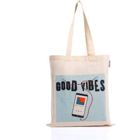 Amazon Brand - Eono, 100% Cotton Tote, Pack of 1, Reusable Tote Bags For Women, Shopping Bag For Groceries,Vegetable Bags For Market, Aesthetic Office Bag For Women, Bag For Women College - Good vibes