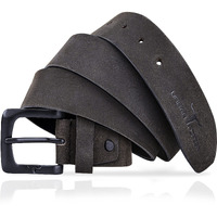 URBAN FOREST Dark Grey Casual Leather Belt with Matte Black Buckle for Men