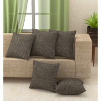 Yellow Weaves Jute Texture Cushion Covers, 16 X 16 Inches, Brown, Set of 5, 250 TC