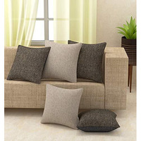 Yellow Weaves Jute Texture Cushion Covers, 16 X 16 Inches, Multicolour, Set of 5, 250 TC