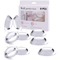 HSR Door Knob Wall Protector 9Pcs Transparent Round Silicone Door Handle Bumper for Doorknobs, Headboard, Refrigerator Door, Cabinets