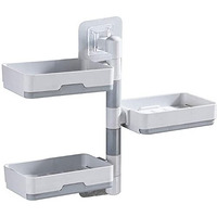 Zollyss Super Powerful Self-Adhesive 3 Layer Soap Dish Holder For Bathroom Shower And Kitchen Wall Mounted Rotatable Soap Holder Saver Box Storage(Metal;Acrylic;Stone, Off-White)
