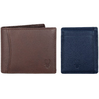 WildHorn Brown Leather Men s Wallet and Blue Safiano Card Case (WH1173)
