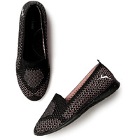 Marc Loire Women s Athleisure Lightweight Active Wear Knitted Black Casual Slip on Ballerina Shoes, 7 UK