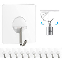 Chillyfit Wall Hooks For Hanging Strong, 20 Pack Adhesive Hooks For Wall Heavy Duty, Self Adhesive Hook, Wall Hangings, Kitchen Accessories Items, Clothes Hanging, Transparent, Stainless Steel