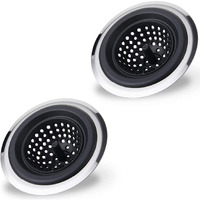 Trifecta Kitchen Sink Strainer Food Catcher 2 Pcs 4.5 Inch Diameter, Flexible Silicone Kitchen Sink Drainers Traps Food Debris And Prevents Clogs, For Most Kitchen Sink Drains (Black - 2)