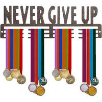 Naitik Creation Medal Hangers For Wall | Display Medal Holder Hanger - Holds Up To 60 Medals, Sports Wall Display, Premium Antique Golden Finish (Never Give Up)