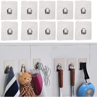 Density Collection Wall Hooks Utility Towel Bathrobe Coats,Bathroom Kitchen Waterproof And Oil Proof Nail Free Transparent Heavy Duty Wall Hook & Ceiling Hanger-8 Kg Capicity Each Hook (10)