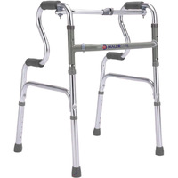 Dialdrcare Double Handle Aluminum Folding Step-Up Walker For Adult Walking Mobility Aid For Senior Citizens (Grey)