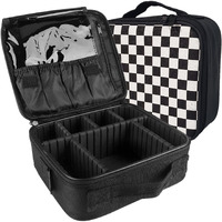 Lacopine Portable Cosmetic Organizer Multi Functional Cosmetic Bag Makeup Handbag For Travel & Home Gift (Chess Pattren 10 Inch(1 Layer))