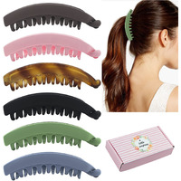 Birdware Big Size Multi Color Imported Rubber Acrylic Material Stone Banana Hair Clips For Women (Multi Colour) | Hair Clutchers (6 Pc Teeth Multi Banana)