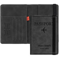 Flyngo Passport Holder Cover Travel Wallet Organiser, Passport Case With Rfid Blocking, Pu Leather Travel Document Holder For Men & Women Travel Accessories (Black)