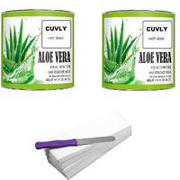 Cuvly Wax Waxing Hair Removal Hot Wax Kit,Aloe Vera 600G + Aloe Vera Wax 600G + Strip 70Pcs + Knife Wax Combo Kit (Pack Of 4) (Aloe Vera Wax & Aloe Vera Wax)