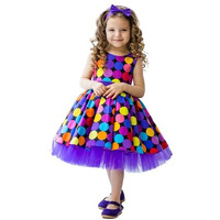 Niren Enterprise Baby-Girl's Satin Blend Fit And Flare Knee-Length Multicolor Dot Frock (05-9Azw-R3Ba_Multicolour