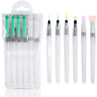 Yicota Plastic Water Synthetic Brush Pens Watercolor Brushes 6 Pcs Set With Different Size Tips Water Reservoir Pen For Watercolour Painting Oil Acrylic Painting & Calligraphy
