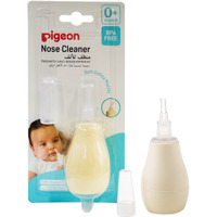Pigeon Nose Cleaner Aspirador Nasal,For 0+ Month Babies,Bpa Free,Soft Silicone Nozzle,Squeezable Pump,Soft Safety Nozzle, White And Cream