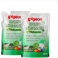 Pigeon Liquid Cleanser Naturals Refill ,Ph Friendly,No Added Color,No Added Alcohol,Natural Cleanser,For Baby Feeding Bottle,Bood Bowls,Feeding Accessories,Fruits And Vegetables,200 Ml,Pack Of 2