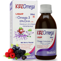 Healthaid Kidzomega - 200Ml | Ideal For Kids Where Yummy Meets Healthy | Omega 3 Dha With Vitamin C, D, E | Omega 3 Syrup For Kids Optimal Growth | Supports Brain Health | Mix Berry Flavor