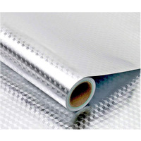 Sarvatray Pvc Wallpapers For Walls, Water Proof And Oil Proof, Heat Resistant, Kitchen And Top Stickers - 2 M Silver 3D Fa