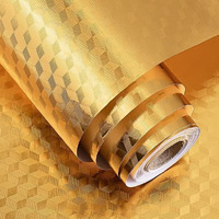 Sarvatray Kitchen Slip Wallpaper - Heat & Water Resistant, Gold 3D Fa (2 M)