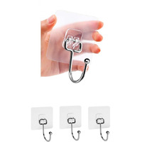 K.K. Villa Hook For Wall Self Adhesive Hooks, Stainless Steel + Abs Adhesive Wall Hanger For Kitchen Bathroom Office Closet - Waterproof,Oilproof No Drill-No Glue Needed (Single Hook, 4)