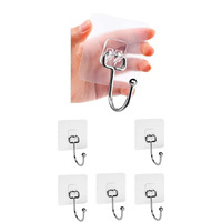 K.K. Villa Hook For Wall Self Adhesive Hooks, Stainless Steel + Abs Adhesive Wall Hanger For Kitchen Bathroom Office Closet - Waterproof,Oilproof No Drill-No Glue Needed (Single Hook, 6)