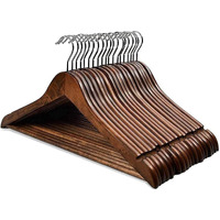 Golden Bird Wooden Walnut Color Finish Brown Wooden Hanger With 360 Degree Swivel Hook And Precisely Cut Notches For Camisole, Jacket, Pant, Dress Clothes Hangers (24)
