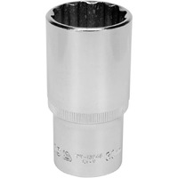 Yato Chromium Satin Plated Steel Yt-12948 Bi-Hexagonal Deep Socket For 1/2 Inch Socket Wrench Set Crv Socket Tool Box For Home And Mechanical/Industrial Tool (30 Mm And Length 76 Mm, Steel)