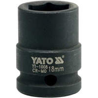 Yato Yt-1008 Impact Socket 1/2Inch X18Mm|Impact Socket Wrench Adaptor|Power Tools|Home Tools|Industrial Tools|Mechanical Tools|Automotive|Crmoscm-440|Crv50Bv30|Black Phosphated|Cold Forged|Socket Set