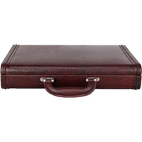 Hyatt Leather Accessories 17 Inch Men's Leather Briefcases Office Bags With Side Combination Lock | Dimension L- 17 X W- 3 X H-13 In Inches (Brown)