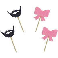 Festiko 20 Pieces Beards Or Bows Cupcake Toppers For Party Birthday Party Decorations