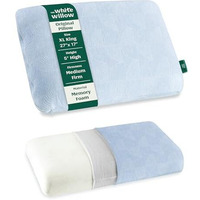 The White Willow Orthopedic Memory Foam Extra Large King Big Size Neck & Back Support Sleeping Bed Pillow With Removable Zipper Cover (27" L X 17" W X 5" H Inches)- Blue