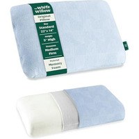 The White Willow Orthopedic Memory Foam Standard Size Neck & Back Support Sleeping Bed Pillow With Removable Zipper Cover (22" L X 14" W X 5" H Inches)- Blue