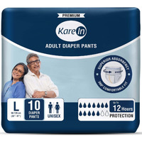 Karein Premium Adult Diaper Pants, Large 90 - 120 Cm (35"- 47"), 10 Count, Unisex, Leakproof, Elastic Waist, Wetness Indicator