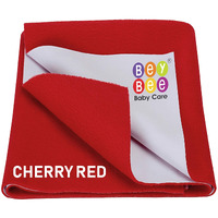 Beybee Waterproof Quick Dry Sheet For Baby| Bed Pad Anti-Piling Fleece Extra Absorbent Washable Matress Protector| Baby Bed Protector Sheet For Toddler Children, Large Size, 140X100Cm, Red