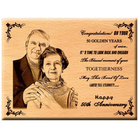 Amazing Gifts Best Gift For Wedding Anniversary - Customize Engraved Wooden Plaque 8X6Rectangular, Tabletop