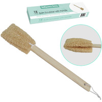 Jgd Retail 15 Inch Natural Exfoliating Loofah Bath Brush On A Handle - Loofah With Long Wooden Stick | Back Brush For Men & Women | Shower Sponge Body Back Scrubber | | Great Gift For Family