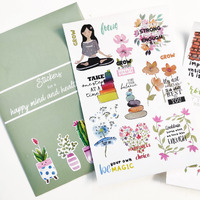 Anujarusiya Happy Mind & Healthy Body Stickers - 60 Laminated Journaling Stickers For Scrapbooking & Crafts | Self-Adhesive Paper Decals For Vision Boards & Planner Decorations