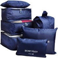 7Pcs Waterproof Travel Storage Bags Clothes Packing Cube Luggage Organizer Pouch(Navy)