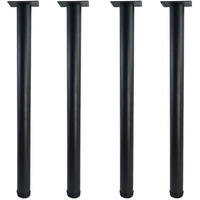 Qlly 28 Inch Adjustable Metal Desk Legs, Office Table Furniture Leg Set, Square Mounting Plate, Set Of 4 (Matt Black)