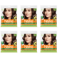 Nisha Cream Hair Color Rich Bright Long Lasting Hair Colouring For Ultra Soft Deep Shine 100% Grey Coverage Conditioning With Natural Herbs Dark Brown (Pack Of 6)