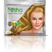 Nisha Cream Hair Color Rich Bright Long Lasting Hair Colouring For Ultra Soft Deep Shine 100% Grey Coverage Conditioning With Natural Herbs Golden Blonde (Pack Of 6)