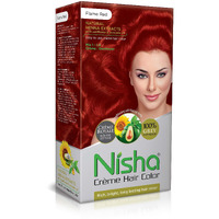 Nisha Creme Hair Color For Women And Men Flame Red Hair Color Long Lasting Party Hair Color With Henna Extracts For Hair Care Pack Of 1 (60G+90Ml+18Ml)